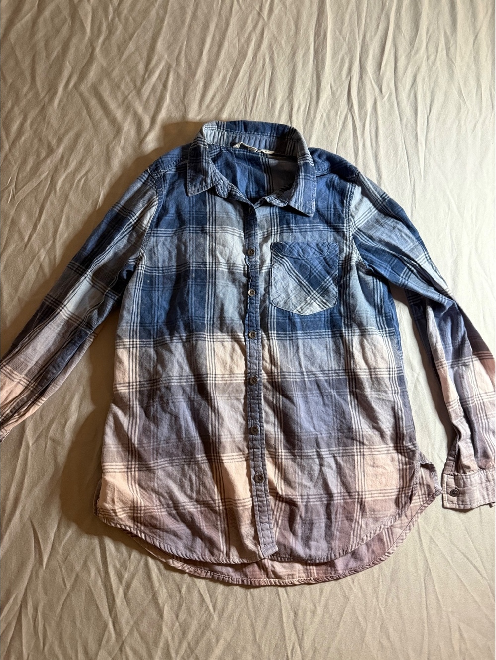 Vanilla Star Women's Purple and Pink Plaid Long-Sleeve Button-Up Shirt, Size S